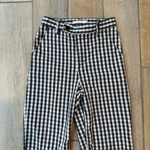 Levi's Women's Math Club Slacks Pants Plaid Black White Straight Leg Crop 24 - Picture 3 of 7